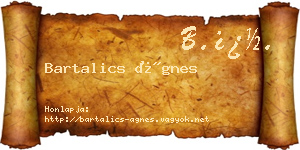 Bartalics Ágnes névjegykártya
